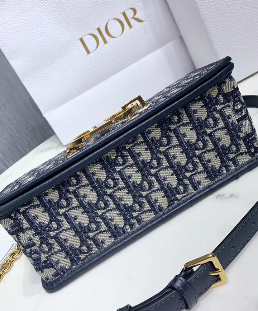 Christian Dior 30 Montaigne Bag with Chain Dark Blue